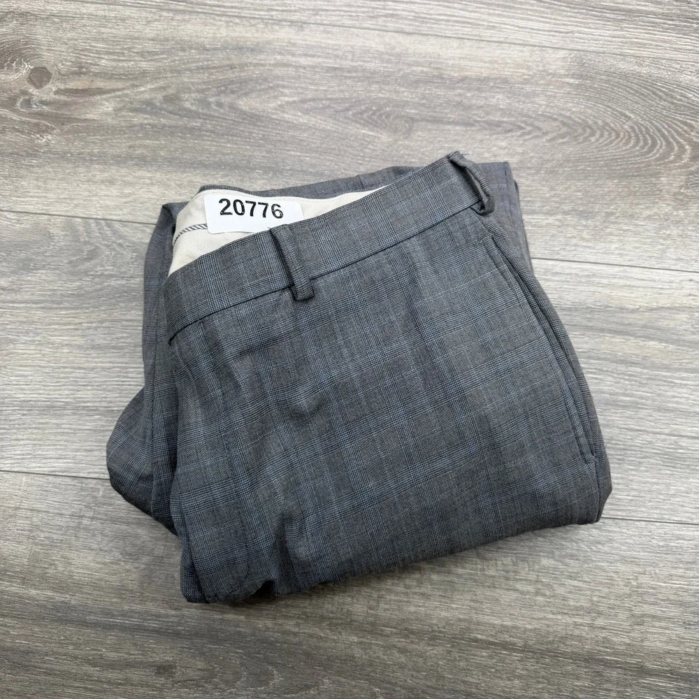 Brooks Brothers Dress Pants Mens 38x32 Gray Blue Windowpane Plaid Regent Slacks